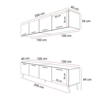 Meblościanka RTV AURA KASZMIR na wysokich nóżkach