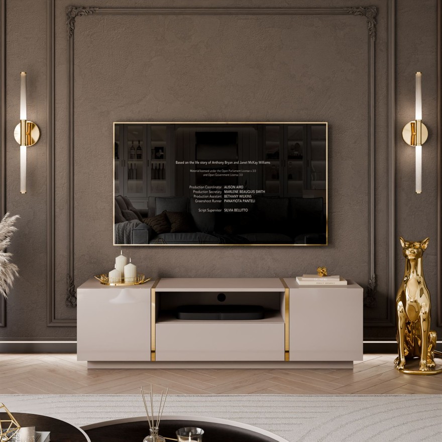 Szafka RTV ONYX kaszmir wysoki połysk 158 cm