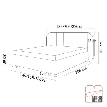 Łóżko tapicerowane AMARA z pojemnikiem i stelażem