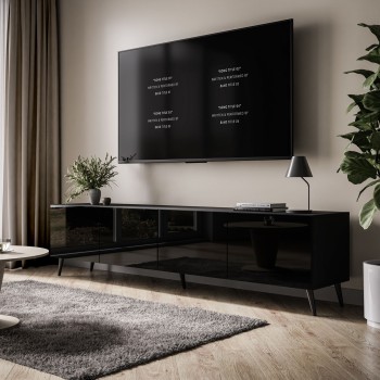 Szafka RTV AURA 200 czarny wysoki połysk