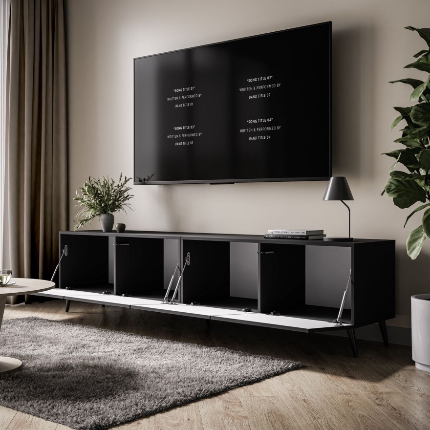 Szafka RTV AURA 200 czarny wysoki połysk