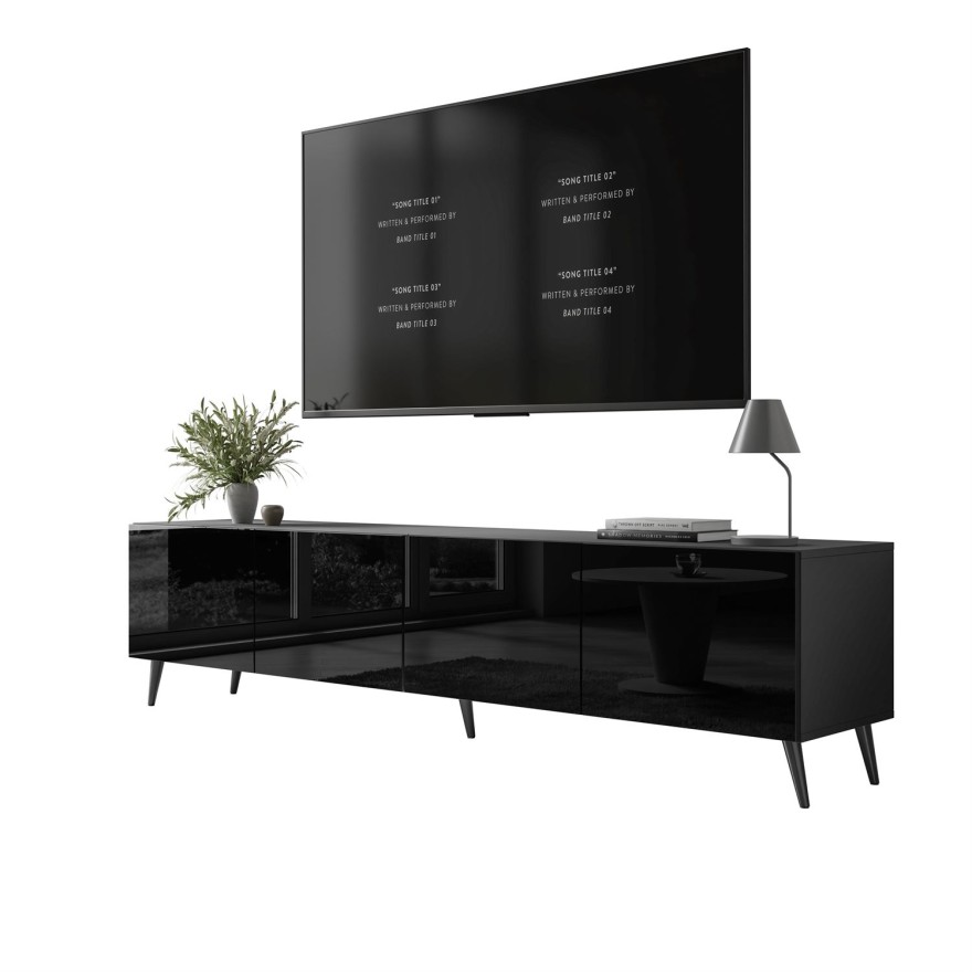 Szafka RTV AURA 200 czarny wysoki połysk