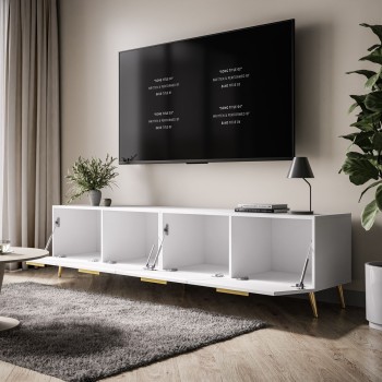 Szafka RTV BIAŁA AURA 200 cm z uchwytami