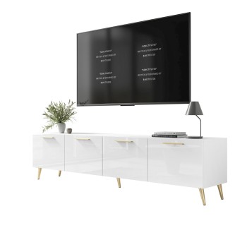 Szafka RTV BIAŁA AURA 200 cm z uchwytami