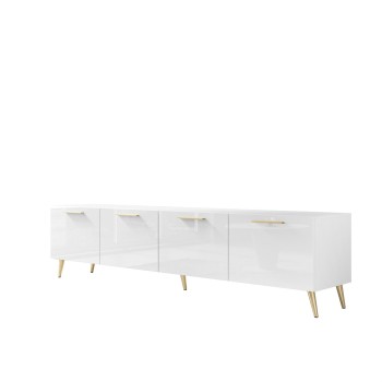 Szafka RTV BIAŁA AURA 200 cm z uchwytami