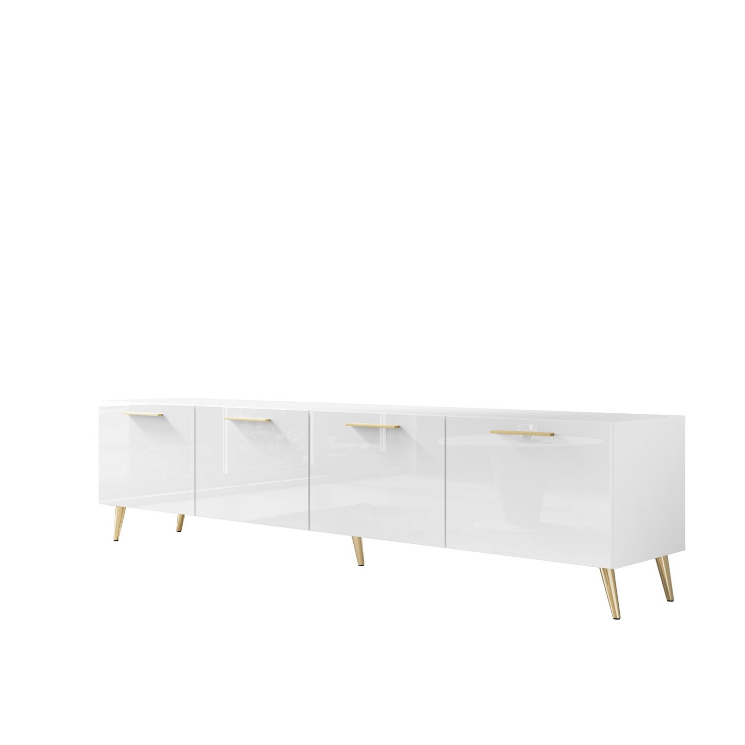 Szafka RTV BIAŁA AURA 200 cm z uchwytami