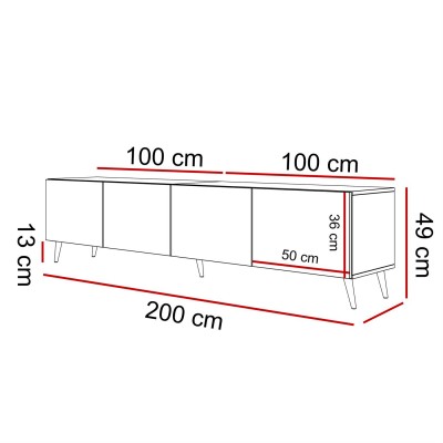 Szafka RTV 200cm AURA czarna