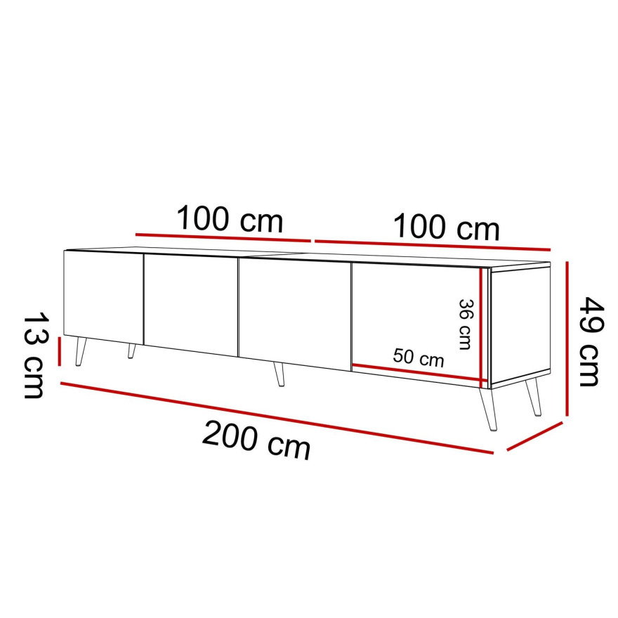 Szafka RTV 200cm AURA czarna