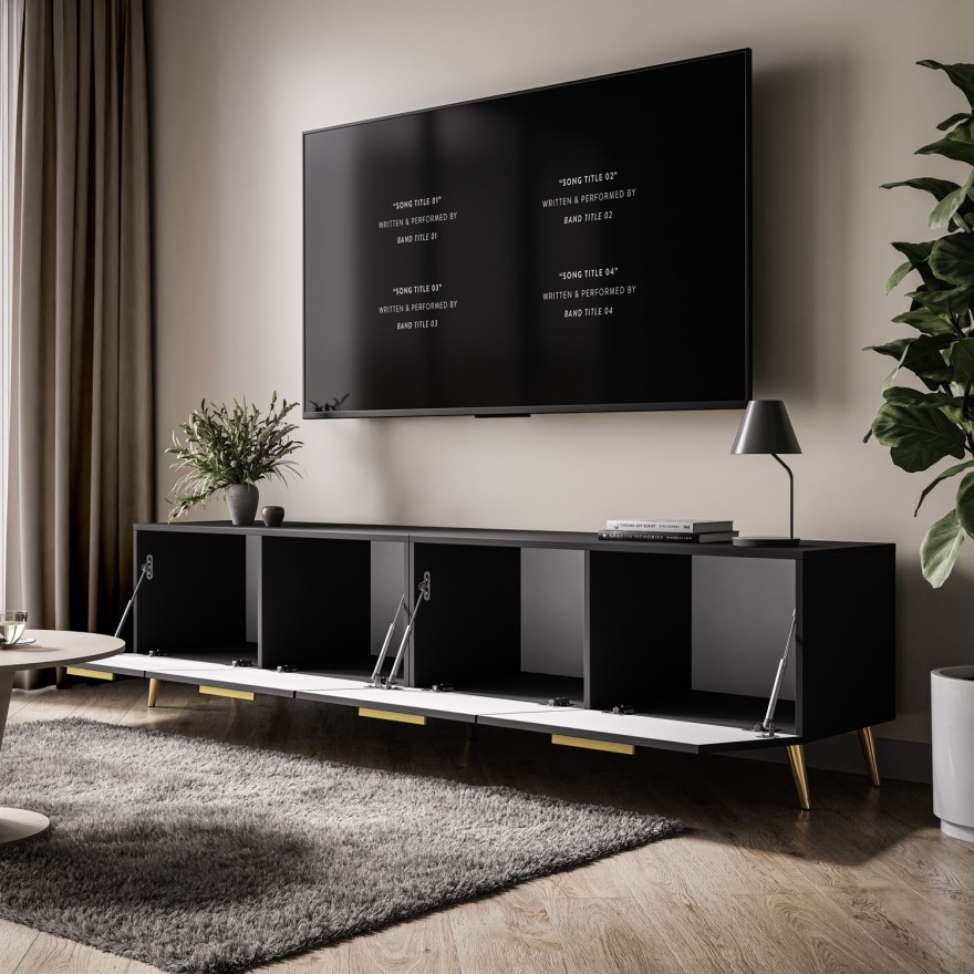 Szafka RTV 200cm AURA czarna