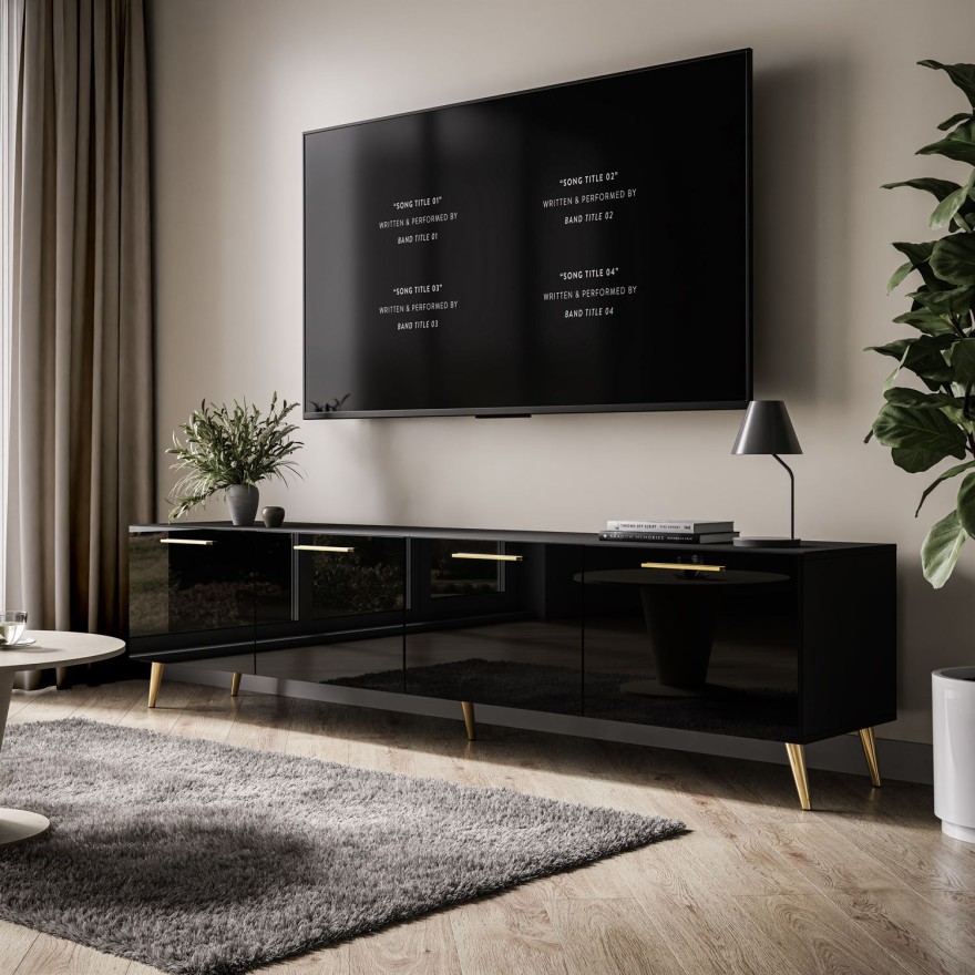 Szafka RTV 200cm AURA czarna