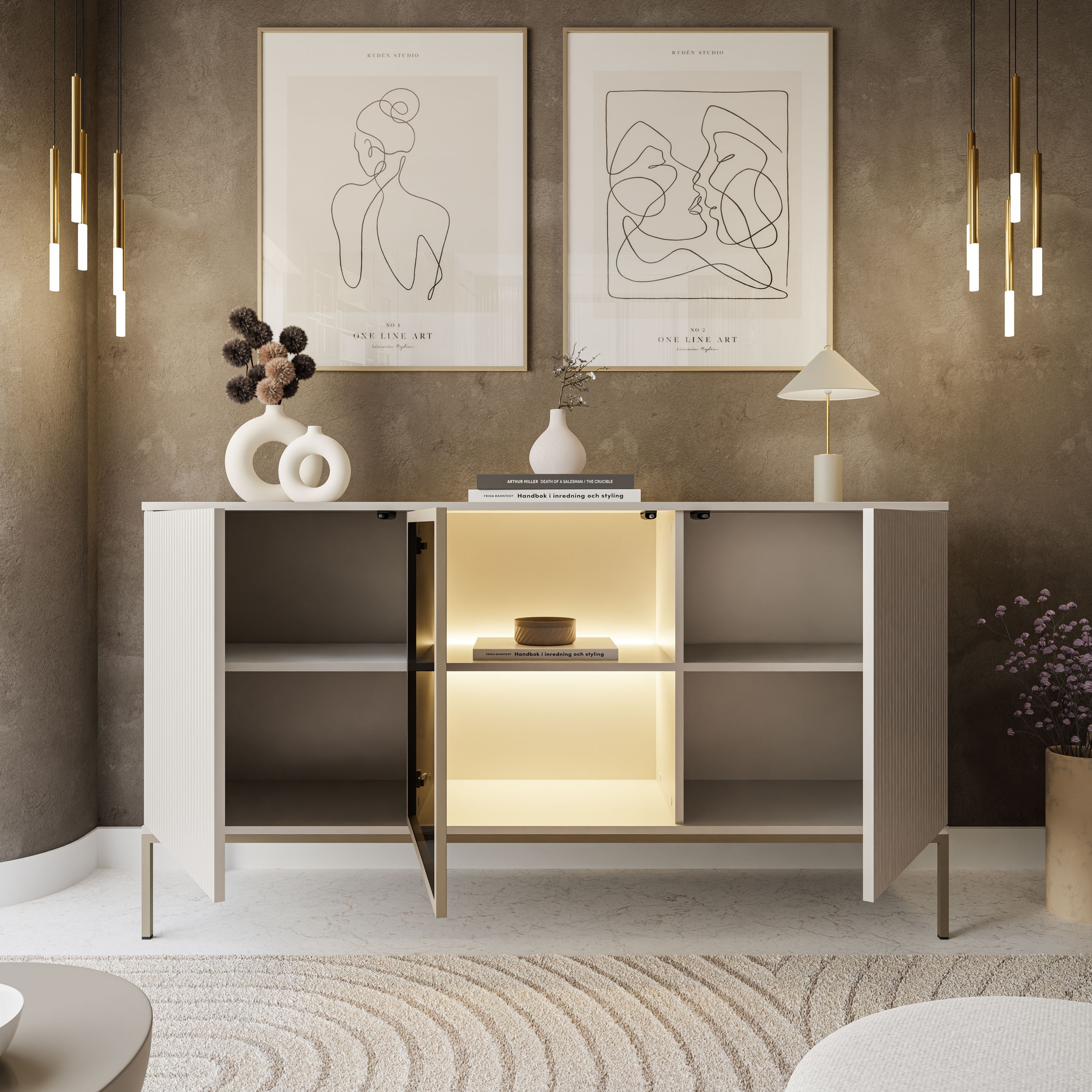 Komoda ECLIPSE K154 kaszmir z oświetleniem