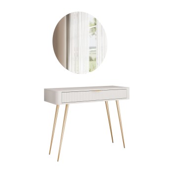 Toaletka SCARLETT z okrągłym lustrem z oświetleniem LED