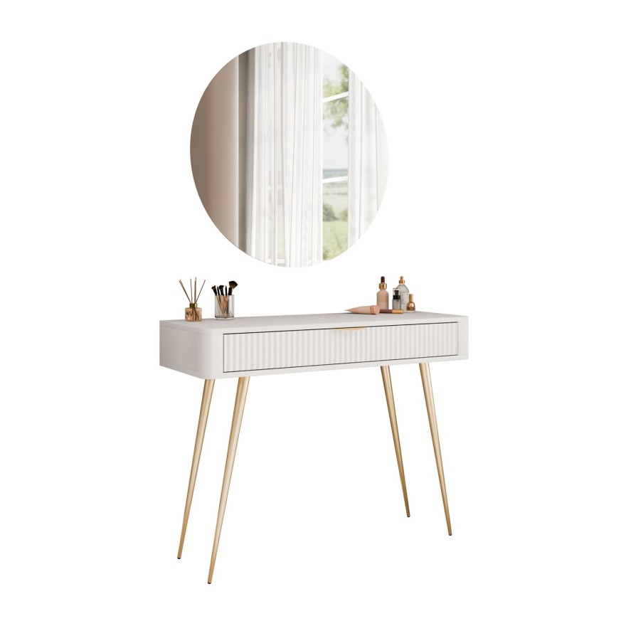 Toaletka SCARLETT z okrągłym lustrem z oświetleniem LED