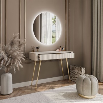 Toaletka SCARLETT z okrągłym lustrem z oświetleniem LED