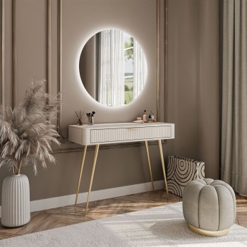 Toaletka SCARLETT z okrągłym lustrem z oświetleniem LED