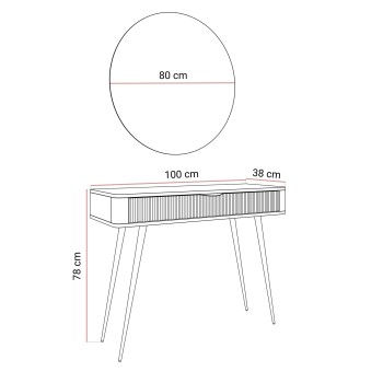 Toaletka SCARLETT z okrągłym lustrem z oświetleniem LED