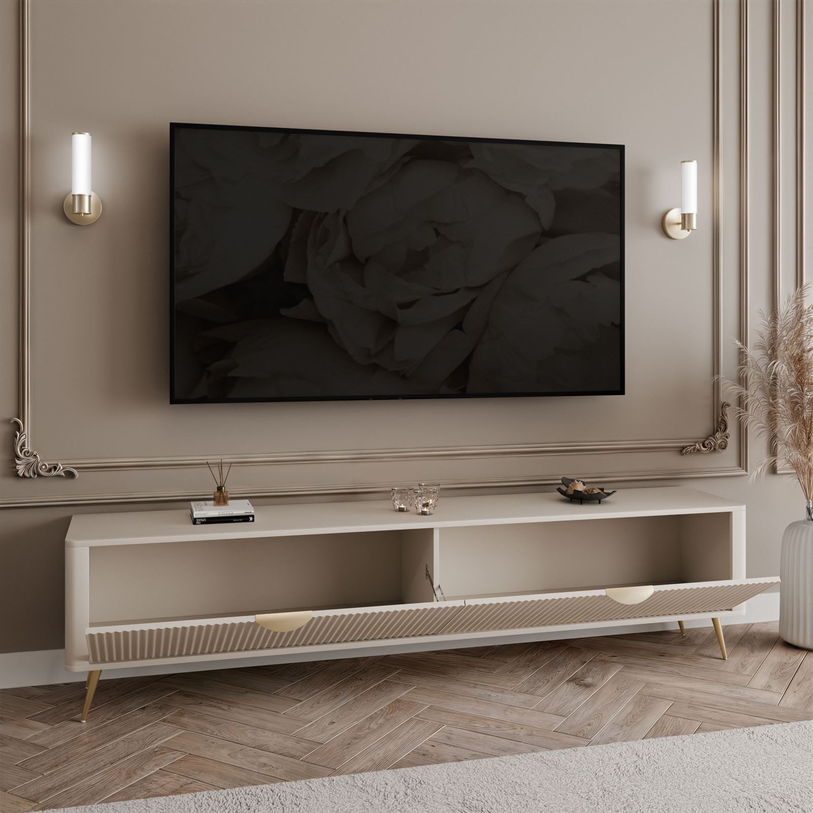Szafka RTV SCARLETT 2D 200 cm na nóżkach