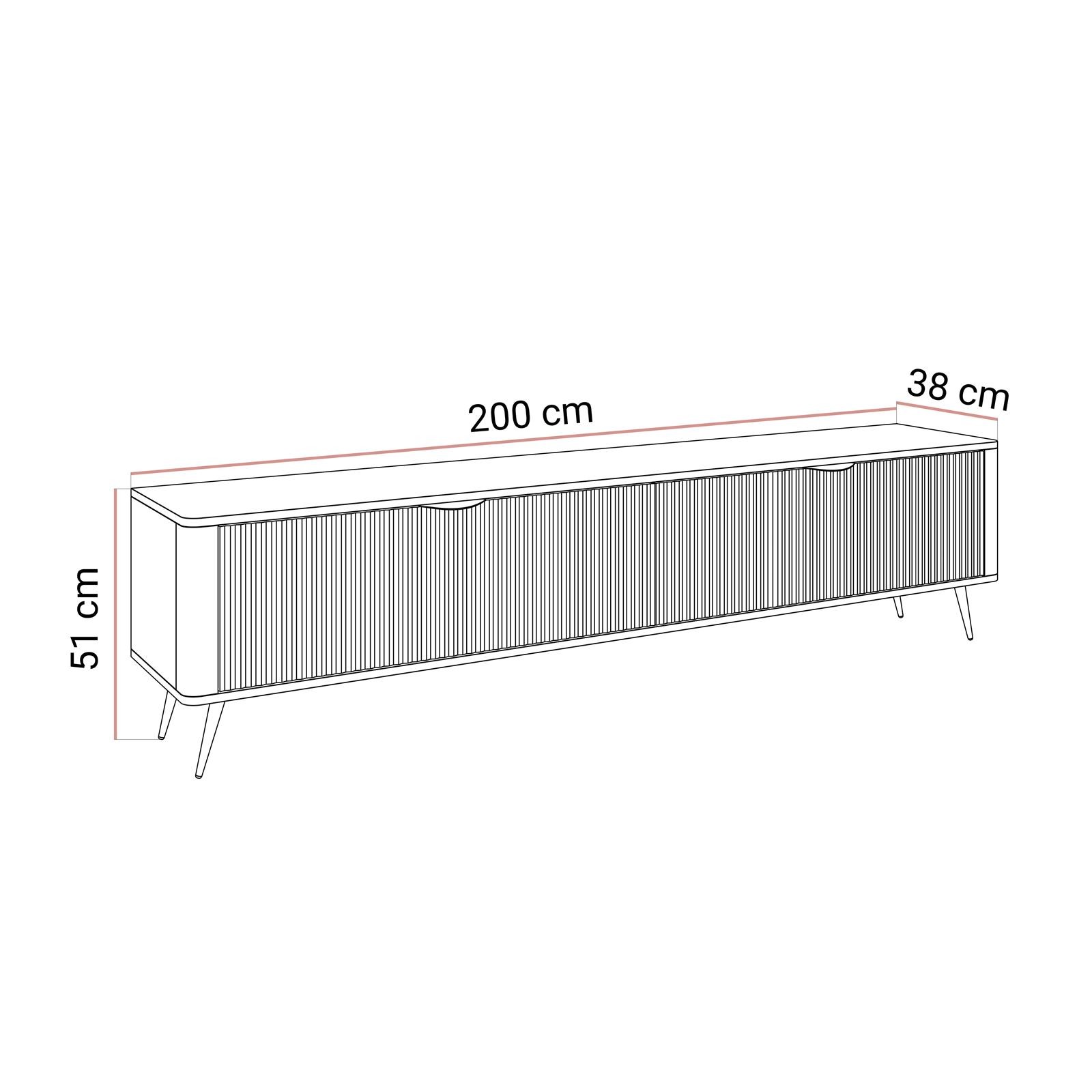 Szafka RTV SCARLETT 2D 200 cm na nóżkach