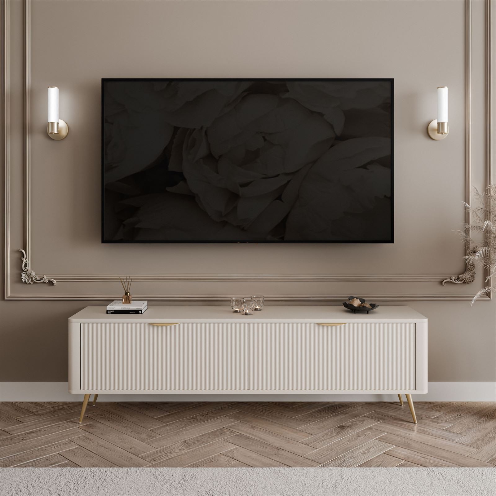 Szafka RTV SCARLETT 2D 163 cm na nóżkach