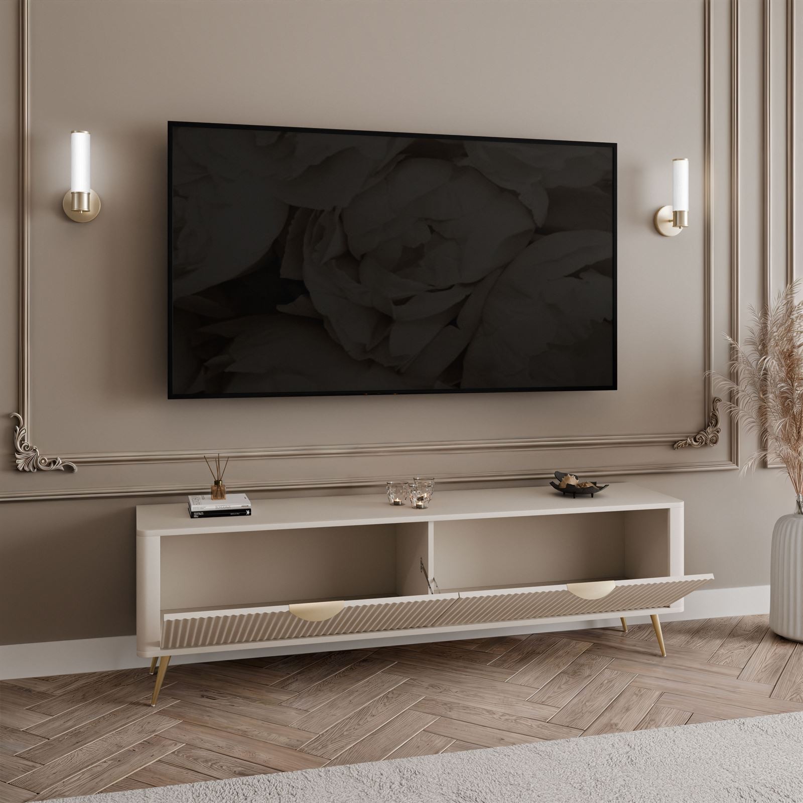 Szafka RTV SCARLETT 2D 163 cm na nóżkach