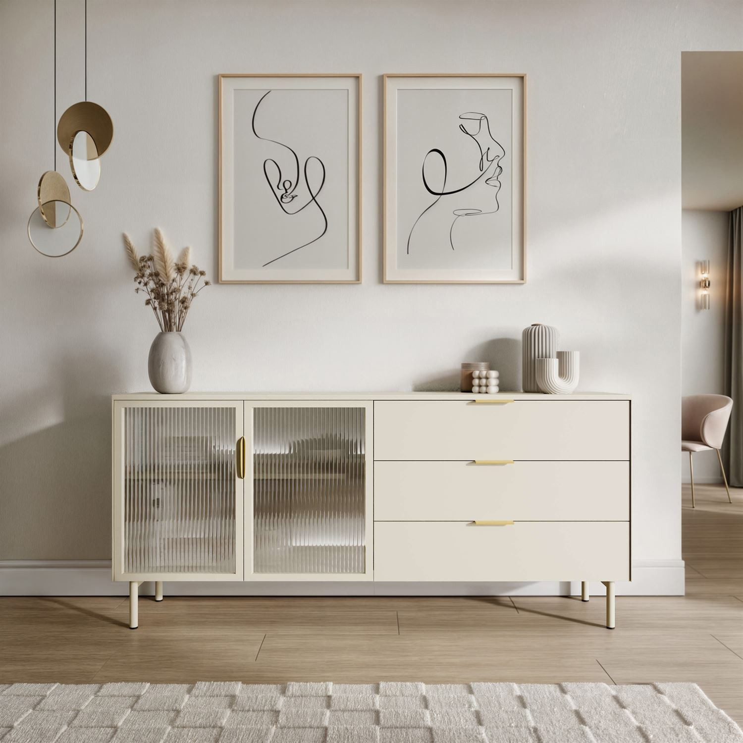 Komoda LINEA 2D3S z szufladami i oświetleniem LED
