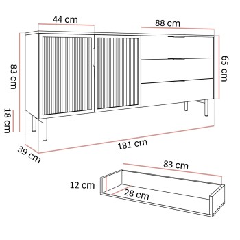 Komoda LINEA 2D3S z szufladami i oświetleniem LED