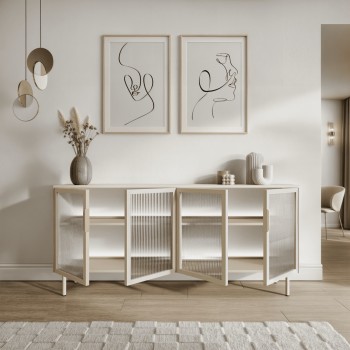 Przeszklona komoda LINEA 4D z oświetleniem LED