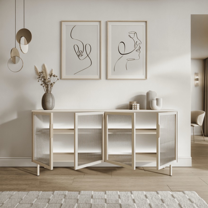 Przeszklona komoda LINEA 4D z oświetleniem LED