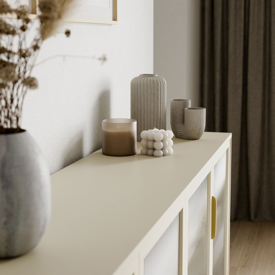 Przeszklona komoda LINEA 4D z oświetleniem LED