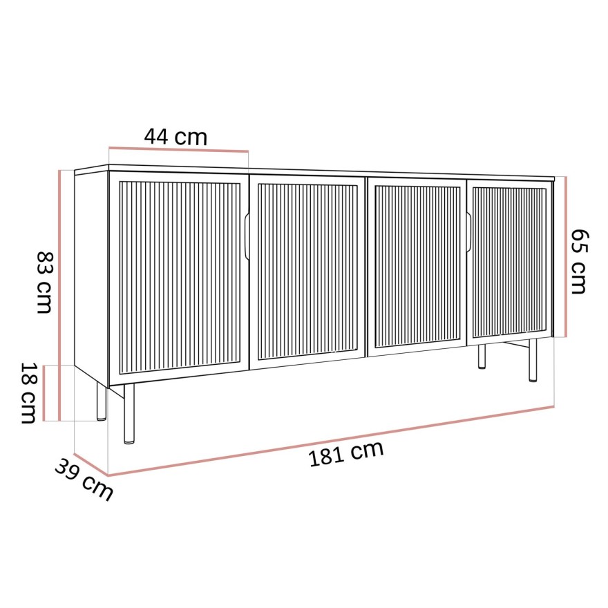 Przeszklona komoda LINEA 4D z oświetleniem LED