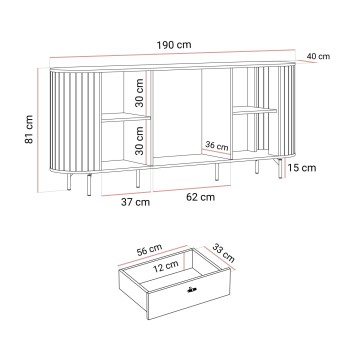 Komoda ELODIE 190 cm 2D3S