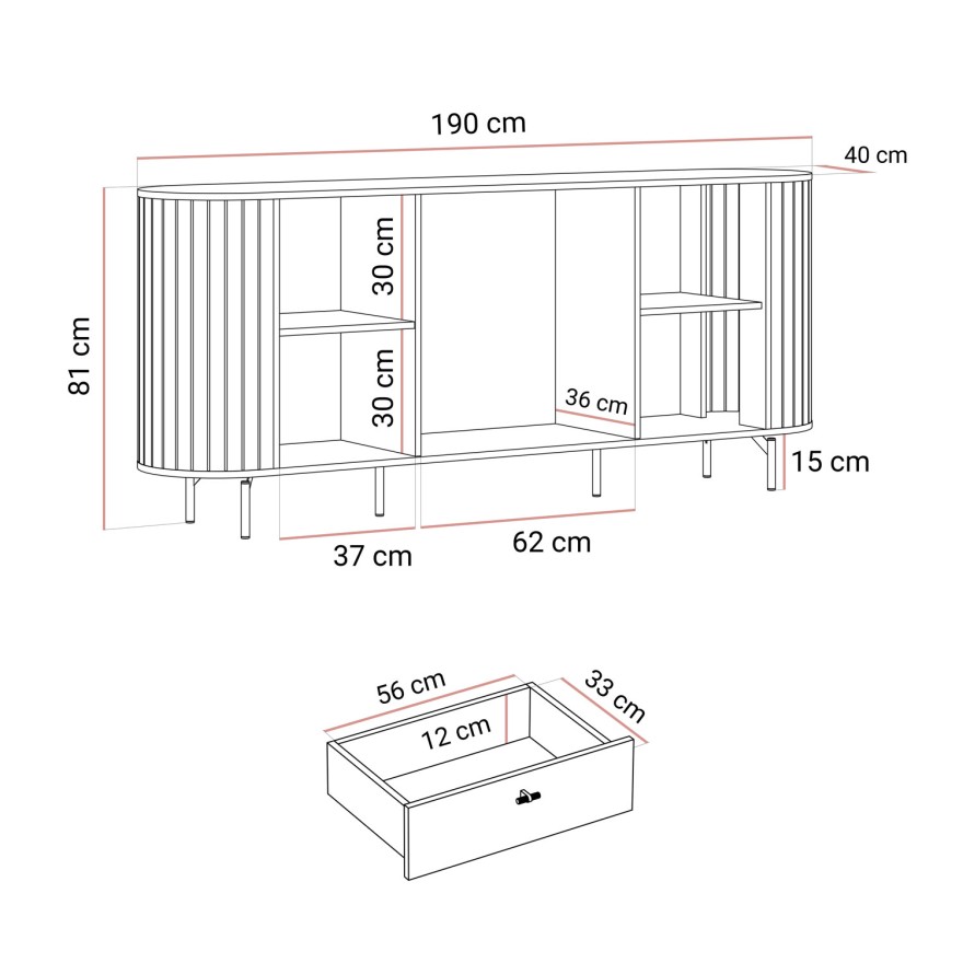 Komoda ELODIE 190 cm 2D3S