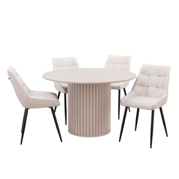 Zestaw do jadalni ELODIE z czterema krzesłami