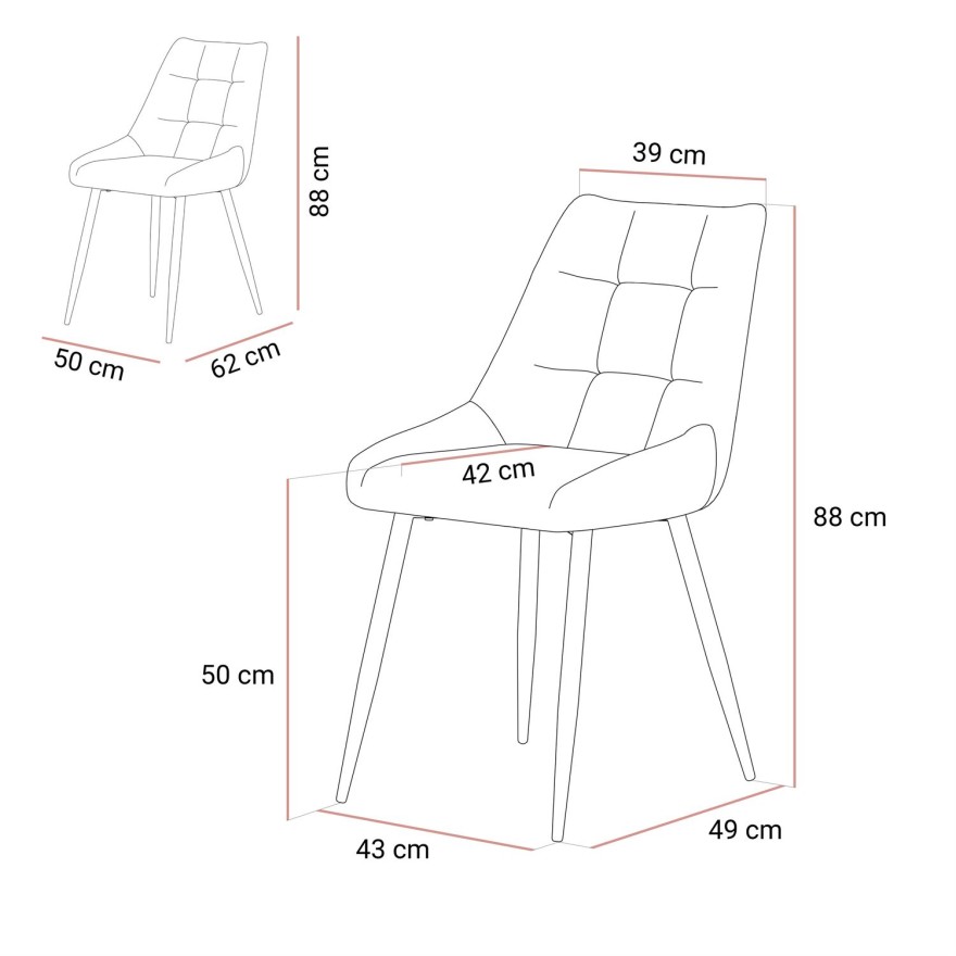 Zestaw do jadalni ELODIE z czterema krzesłami