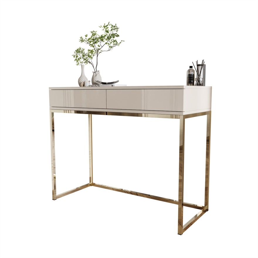 Konsola BLANCO GLAMOUR KASZMIR na złotym chromowanym stelażu