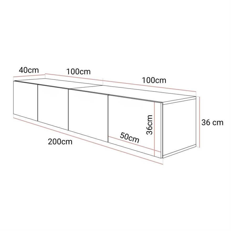 Szafka RTV COLGANTE 200 kaszmir wysoki połysk
