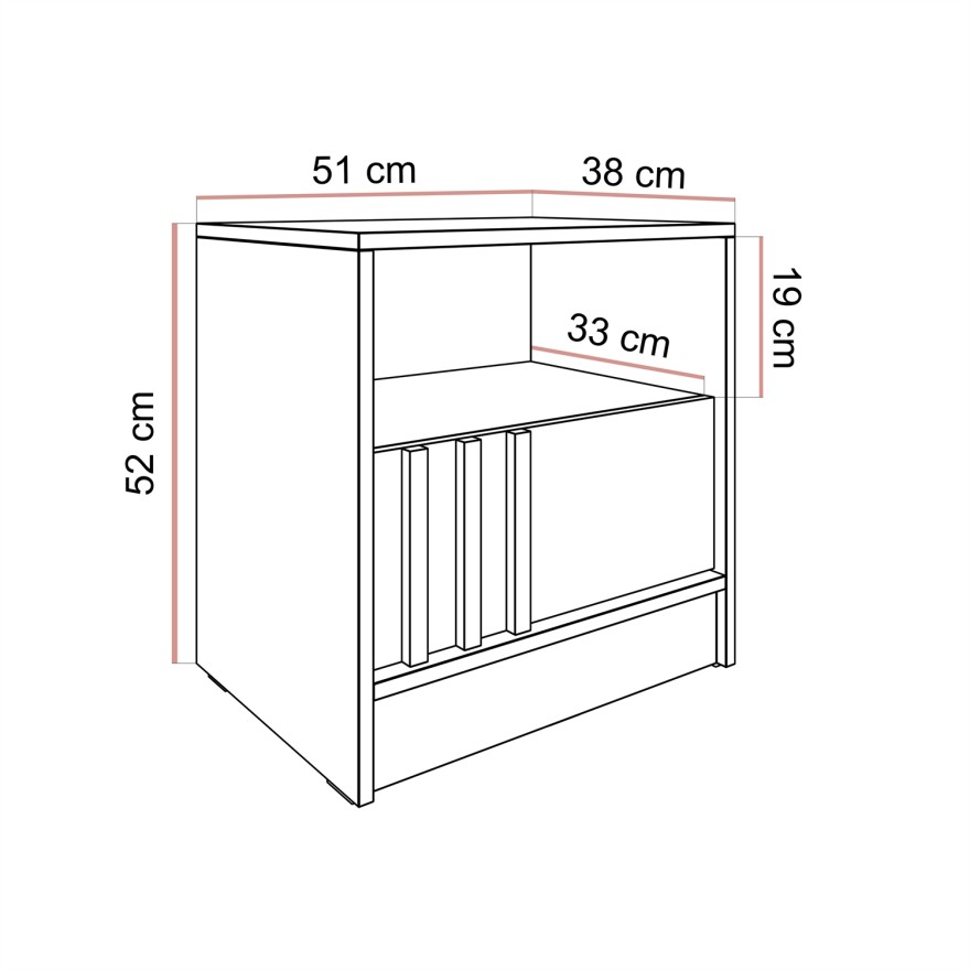 Stolik nocny NELA z lamelami