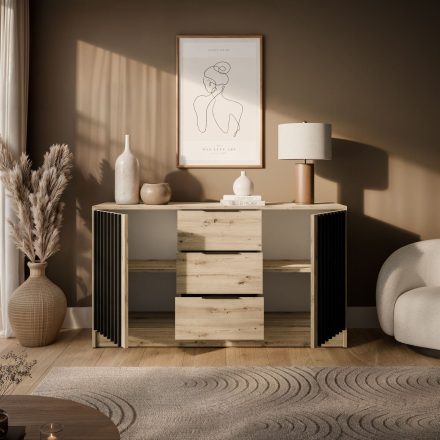 Dwudrzwiowa komoda NELA z lamelami