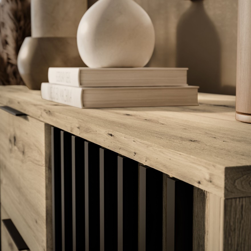 Dwudrzwiowa komoda NELA z lamelami