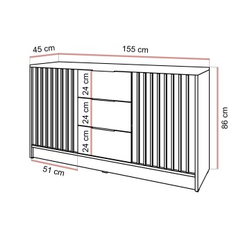 Dwudrzwiowa komoda NELA z lamelami