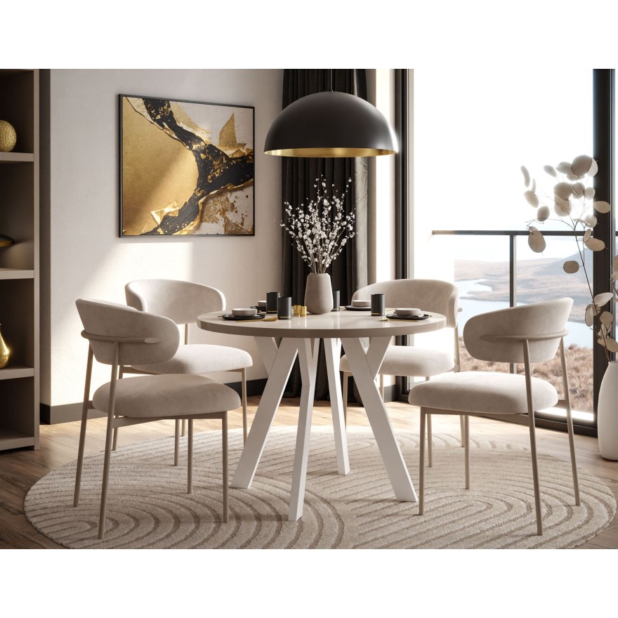 Zestaw do jadalni VOLTA GLOSS z czterema krzesłami