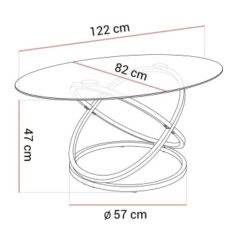 Stolik kawowy BELLE ze szklanym blatem