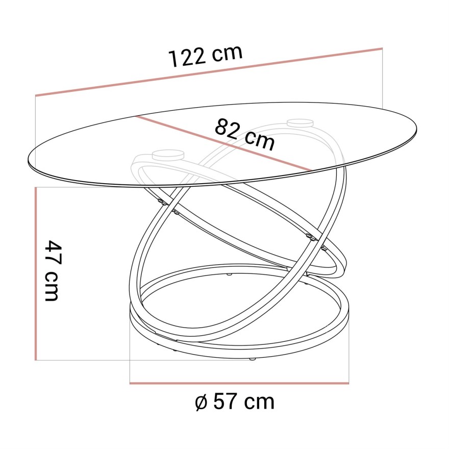 Stolik kawowy BELLE ze szklanym blatem