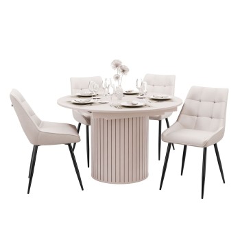 Nowoczesny stół do jadalni ELODIE z czterema krzesłami