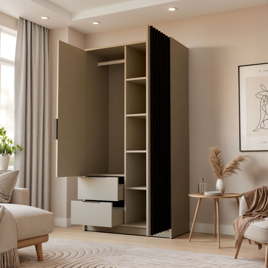 Szafa dwudrzwiowa NELA z lamelami 105 cm