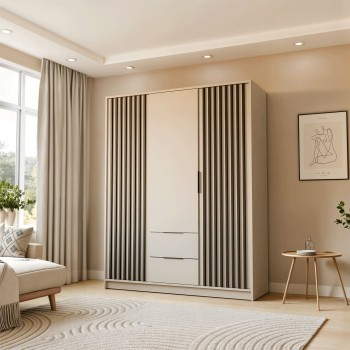 Szafa trzydrzwiowa NELA z lamelami 155 cm