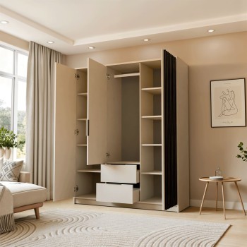 Szafa trzydrzwiowa NELA z lamelami 155 cm