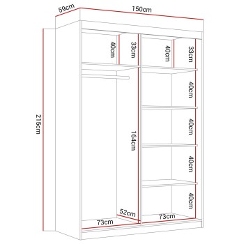 Szafa przesuwna CAMARO II KASZMIR z lustrem 150 cm