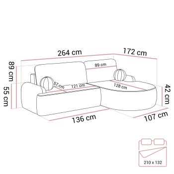 Zaokrąglony narożnik CLEO z funkcją spania