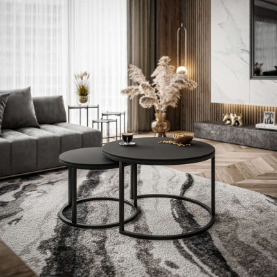 Okrągły stolik kawowy CIRI 2w1 czarny mat Okrągły stolik kawowy CIRI 2w1 czarny mat